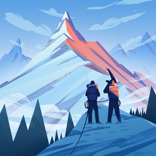 Conceptual artwork with the title 'Alpinists illustrations for the website'