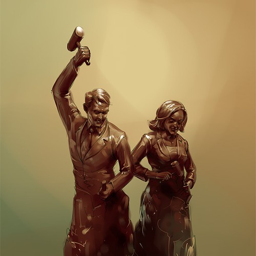 Digital painting artwork with the title 'curving digital painting'