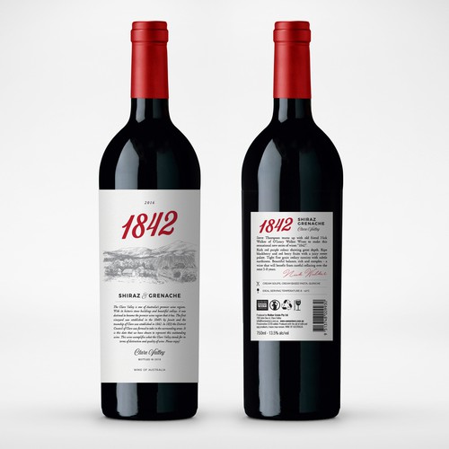 Wine bottle design with the title '1842 -  Premium Wine Label'