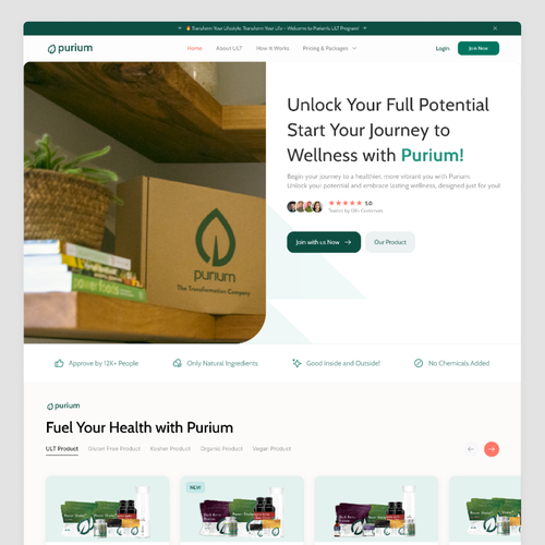 Design firm website with the title 'Landing Page for Healthy Food'