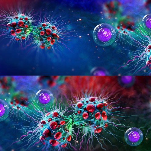 Medical artwork with the title 'Oncology background illustration.'