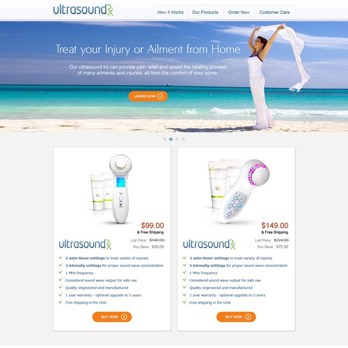 Homepage website with the title 'Fresh Landing Page for ultrasoundRX'