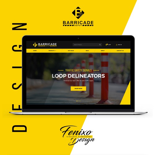 Safety design with the title 'Barricade Depot, a traffic safety e-commerce.'
