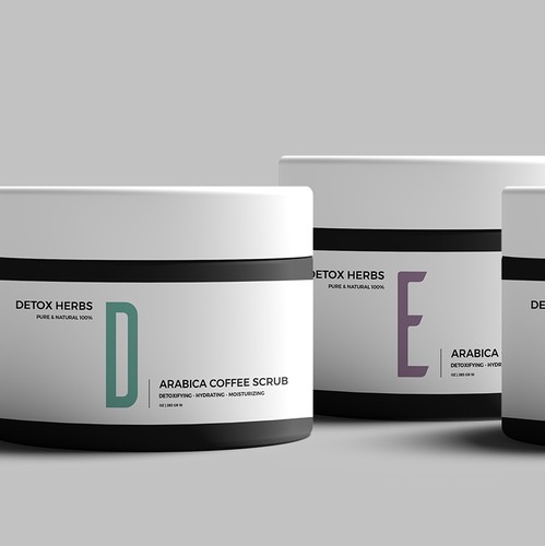 Colorful label with the title 'ARABICA COFFEE | SCRUB'