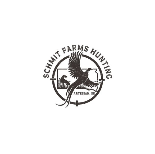 Appealing logo with the title 'Schmit Farms Hunting'