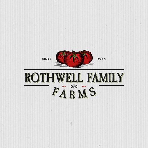 Red logo with the title 'Rothwell Family Farms'