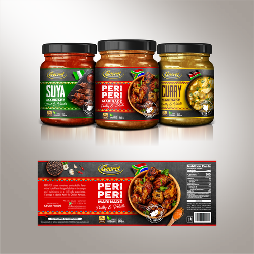 African design with the title 'SECRET SPICES - LABEL DESIGN'
