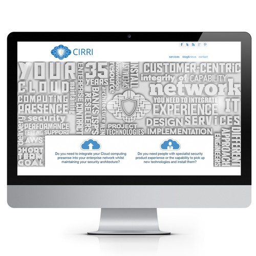 Security website with the title 'Cloud technology website design'