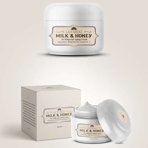 Soft packaging with the title 'Vintage label design for lily sad cosmetic cream'