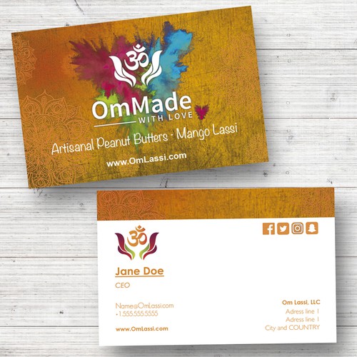 Mango design with the title 'OmMade business cards'