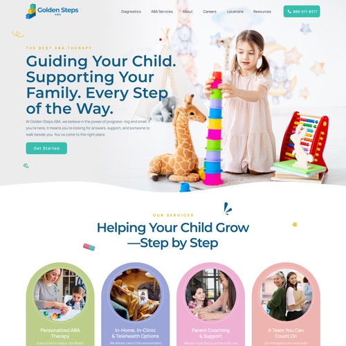 Autism design with the title 'Golden Steps ABA'