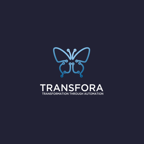 Butterfly design with the title 'Transfora - Logo for an online service to automate business processes'