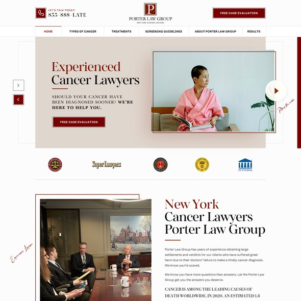 Cancer design with the title 'unique style lawyer website design'