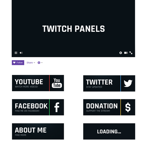 Panel design with the title 'Buttons for Twitch channel'