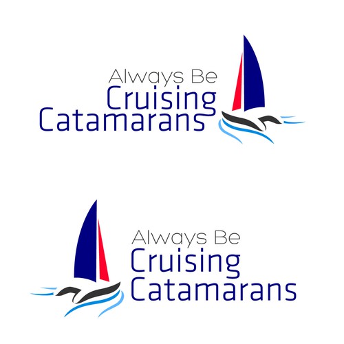 Cruise ship logo with the title 'logo for Always Be Cruising Catamarans'