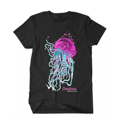 Jellyfish design with the title 't shirt in stile Rip Curl'