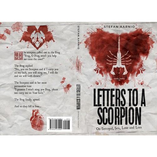 Stamp design with the title 'Book cover for Letters To A Scorpion'