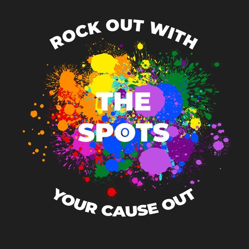 Rock t-shirt with the title 'The Spots - Rock Out With Your Cause Out T-Shirt Design'