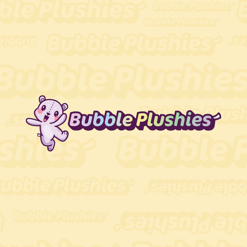 Rainbow logo with the title 'Bubble Plushies Logo'