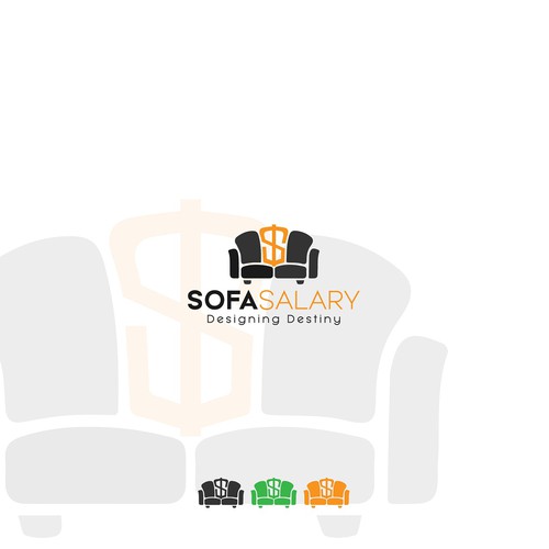 Sofa design with the title 'SOFA SALARY LOGO'