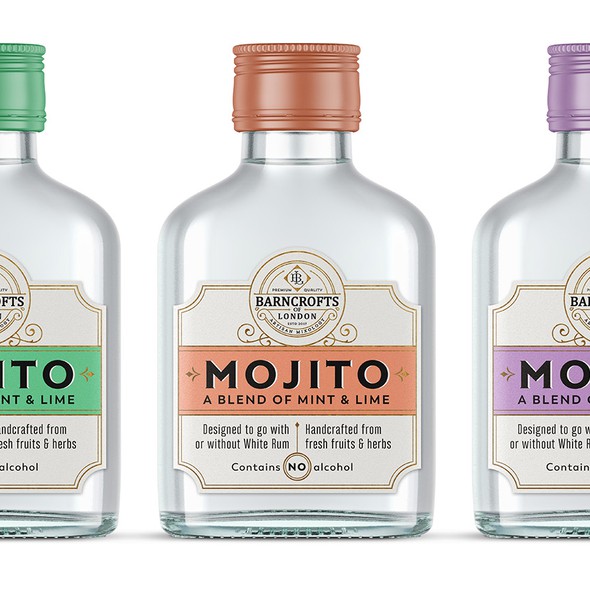 Cocktail design with the title 'Labels for artisan cocktail mixers'