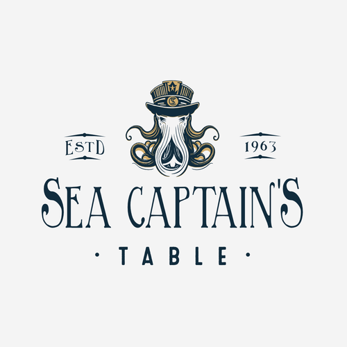 Cocktail logo with the title 'rich maritime heritage infused with contemporary luxury, the Sea Captain's Table.'