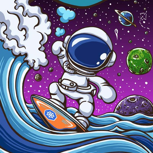 Astronaut design with the title 'Spectro Cloud beach towel'