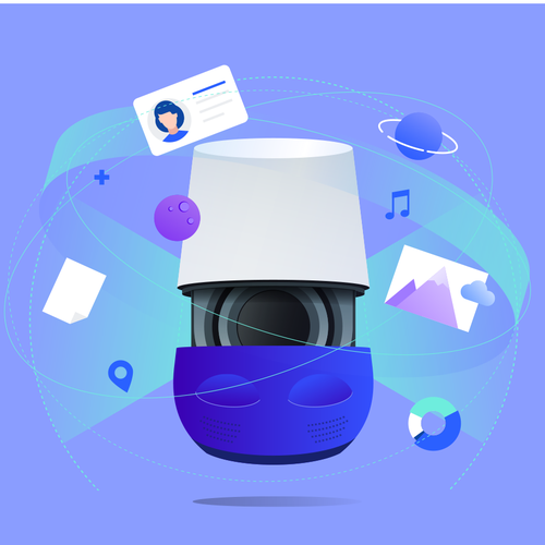 Modern illustration with the title 'Creative Voice Search Illustration'