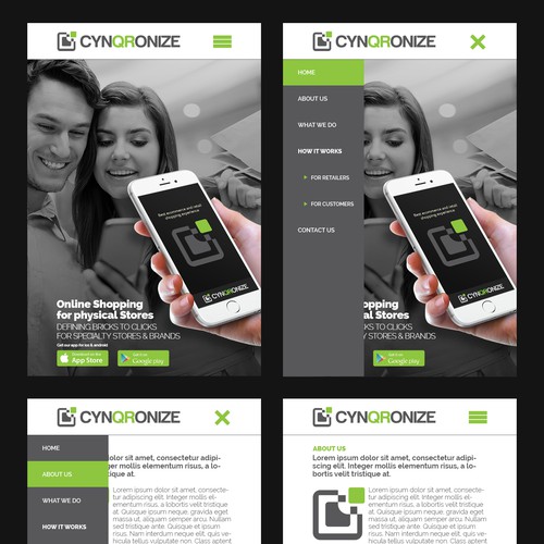 Bootstrap website with the title 'mobile version for cynqronize website'