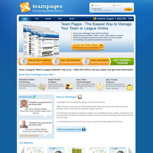 Sports website with the title 'Re-design of Home Page for Web 2.0 Company'