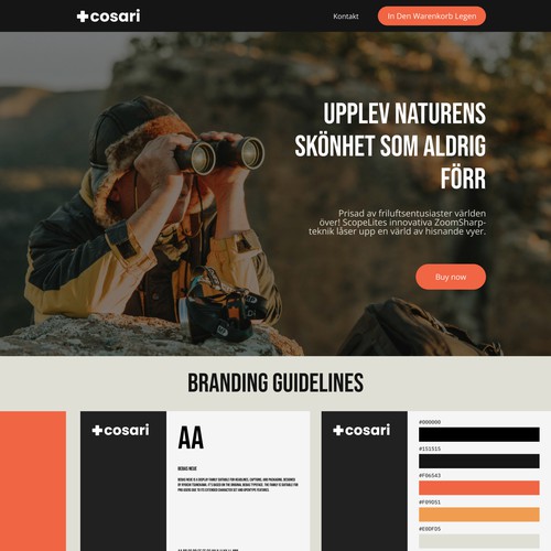 Mobile responsive design with the title 'Ecommerce website for binoculars'