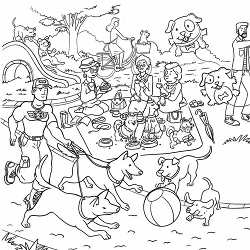 Coloring design with the title 'Line illustration'