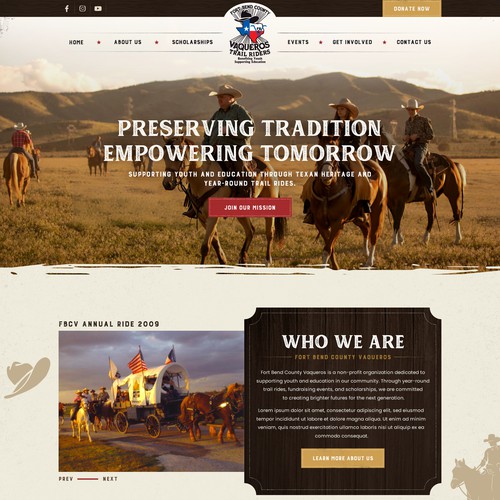 Vintage website with the title 'Texan traditional theme website'