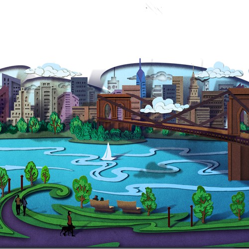 Summer artwork with the title 'cut paper  illustration'