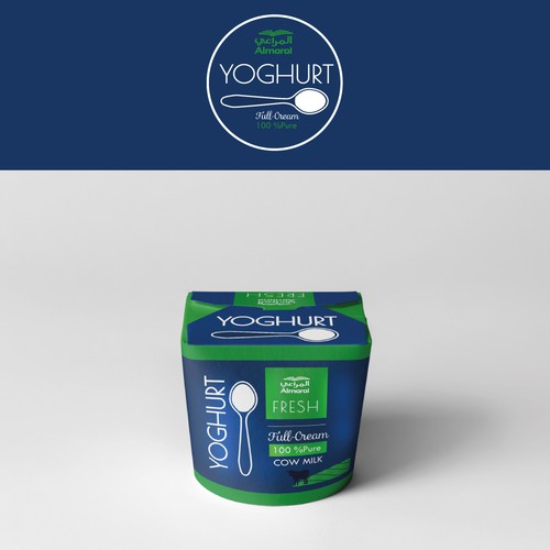 Milk packaging with the title 'Yoghurt Almarai Package'