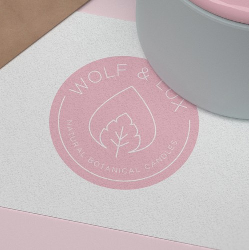 Wax design with the title 'Instagram-worthy feminine logo for Wolf & Lux candle and skincare brand.'