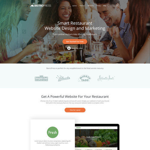 Construction website with the title 'Website Design For BistroPress'
