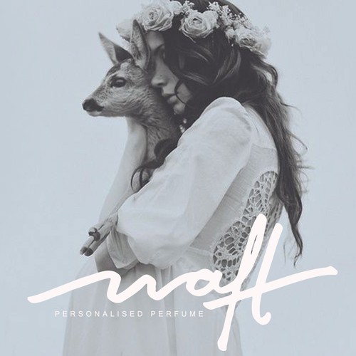 Green and white logo with the title 'Waft logo design'