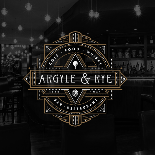 Rustic-modern design with the title 'Argyle & Rye bar restaurant'