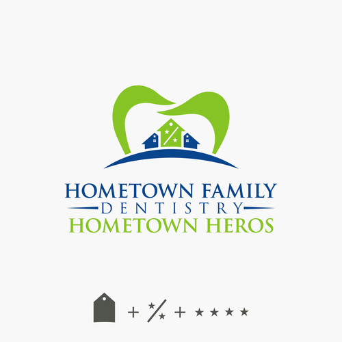 Family business logo with the title 'Logo Design for Hometown Family Dentistry - “Hometown Heroes” campaign'