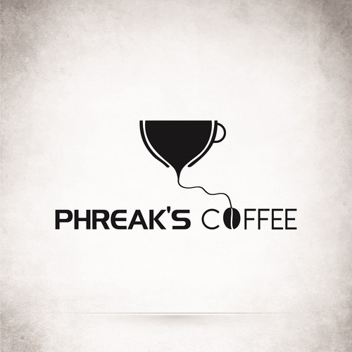 Fluid design with the title 'Make me a hacker / phreaker logo for my coffee shop'