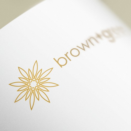 Business design with the title 'brown + green logo design'