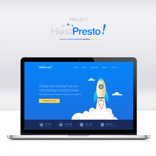 Illustration website with the title 'HostPresto! Hosting Provider'
