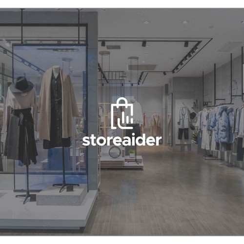 Relief logo with the title 'a logo concept for brand - storeaider'