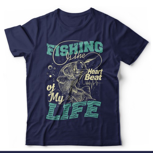 Fishing Club T-shirt with customised logo Back print also available Design 1 