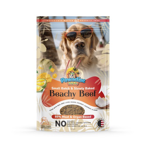Pet packaging with the title 'Pawadise packaging design'