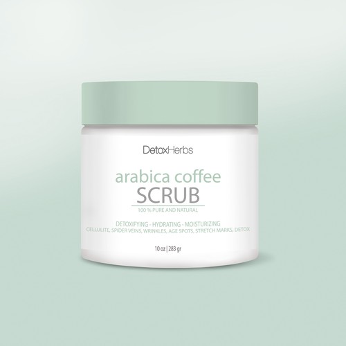 Skincare label with the title 'Arabica Coffee Scrub'