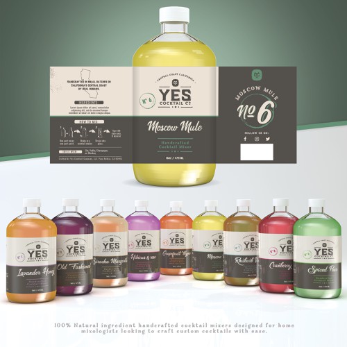 Vodka packaging with the title 'Yes cocktail co.'