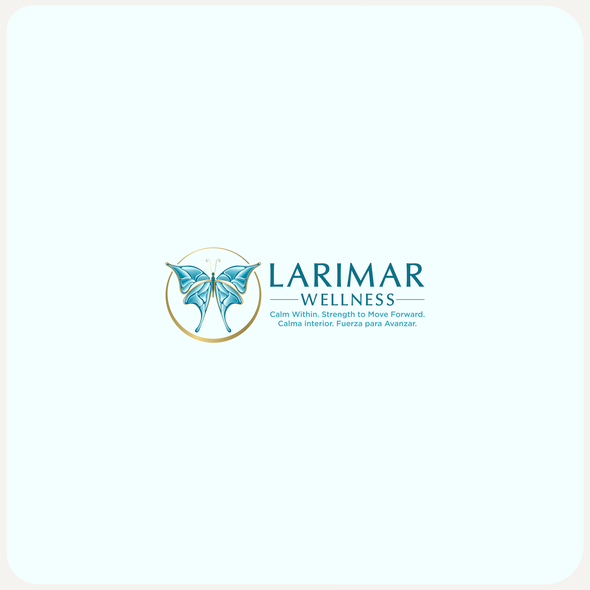 Butterfly design with the title 'Logo design for Larimar Wellness'