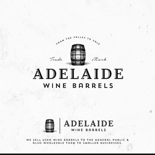 Red wine logo with the title 'Logo design for Adelaide Wine Barrels'